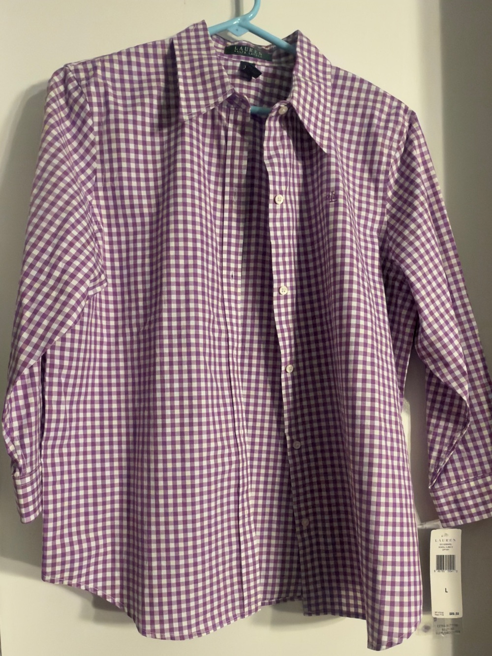 Lauren Ralph Lauren Purple Gingham Button-Down Shirt NWT